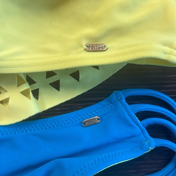 RipCurl Laser Cut neon bikini Sz L Bottom Sz M Top - Picture 4 of 5